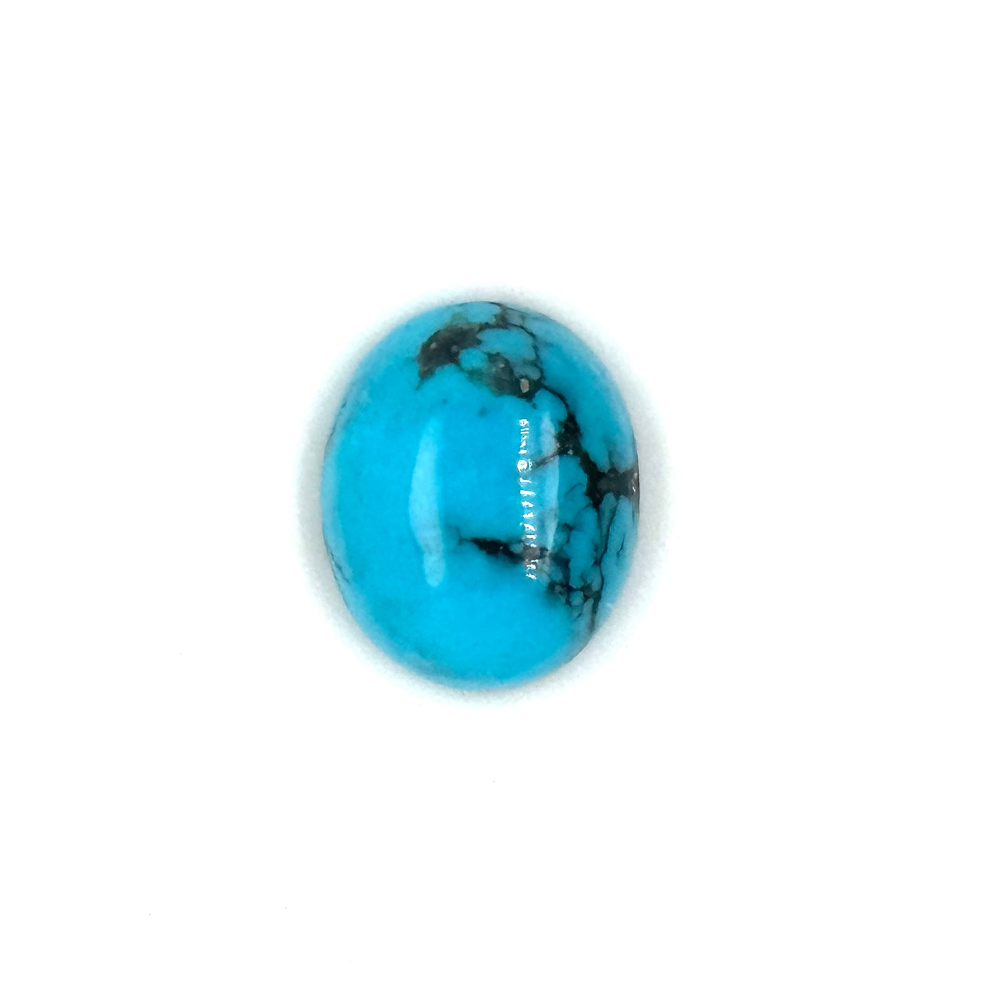 Egyptian Turquoise Stone with Black Matrix - 14x11mm Oval Cabochon