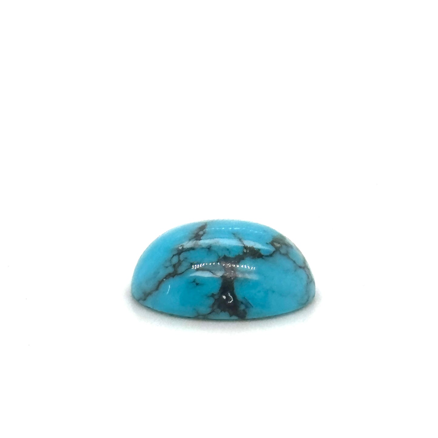 Egyptian Turquoise Stone with Black Matrix - 14x11mm Oval Cabochon