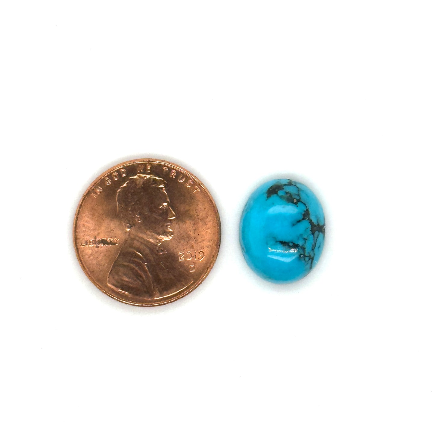 Egyptian Turquoise Stone with Black Matrix - 14x11mm Oval Cabochon