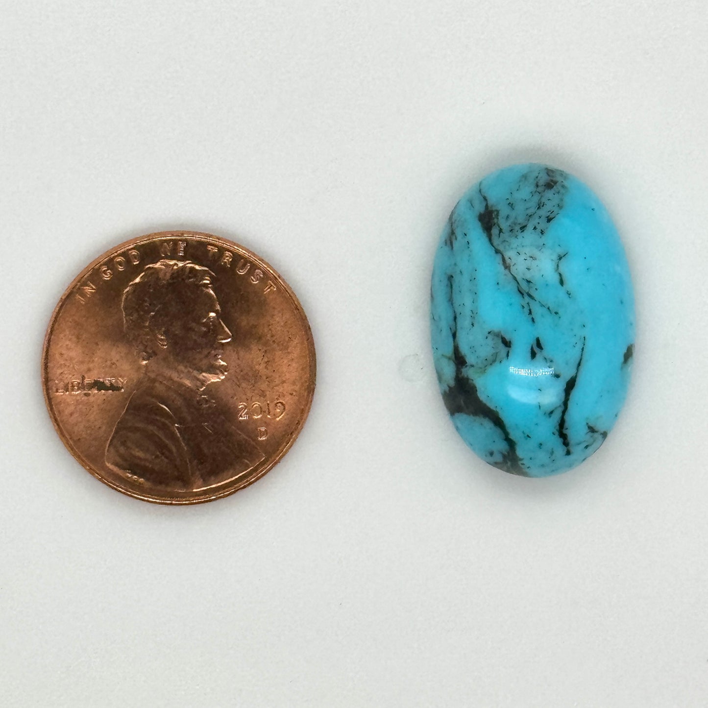 Kingman Turquoise Stone with Black Matrix - 3.17g Oval Cabochon