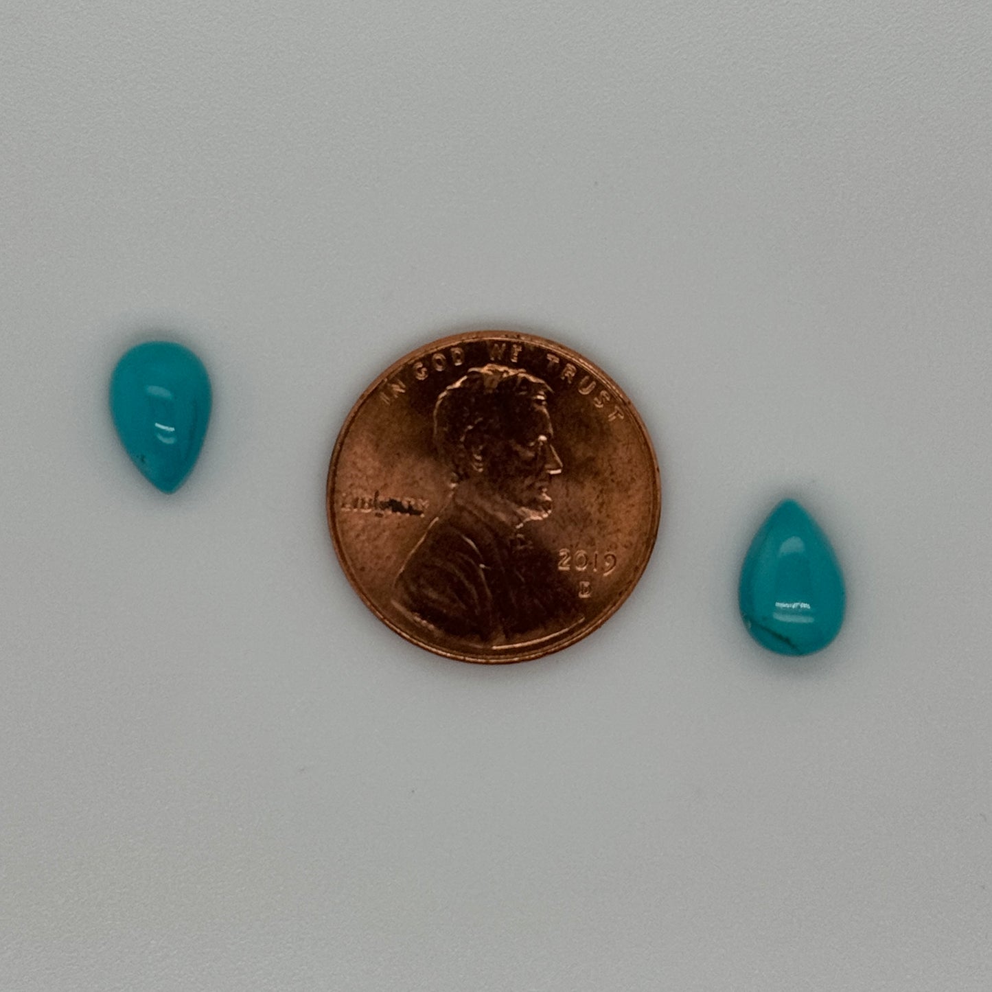 Natural Nevada Turquoise Pair (Dyer Mine) Clean - 3.08ct 9x6MM Pear Cabochons