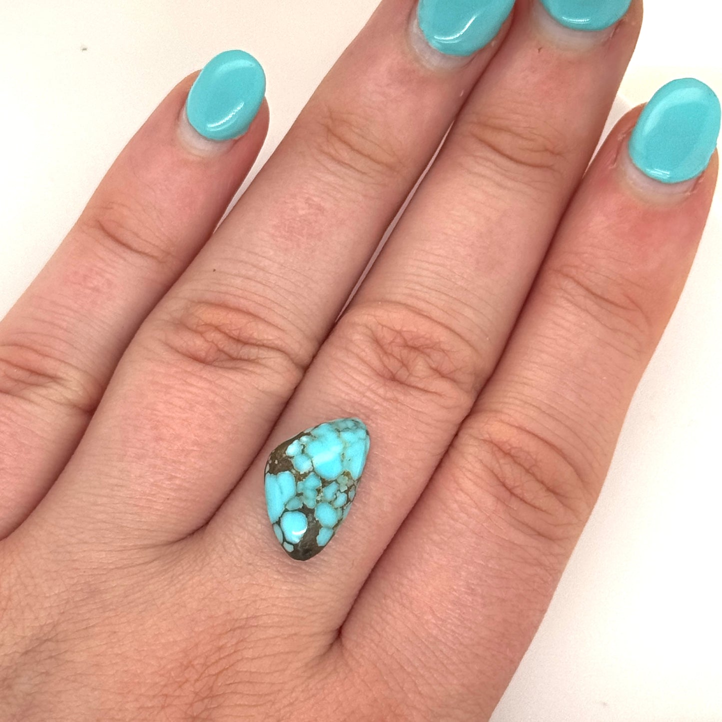 Nevada Turquoise Stone with Brown Matrix - Unique Shape - 16MM Cabochon