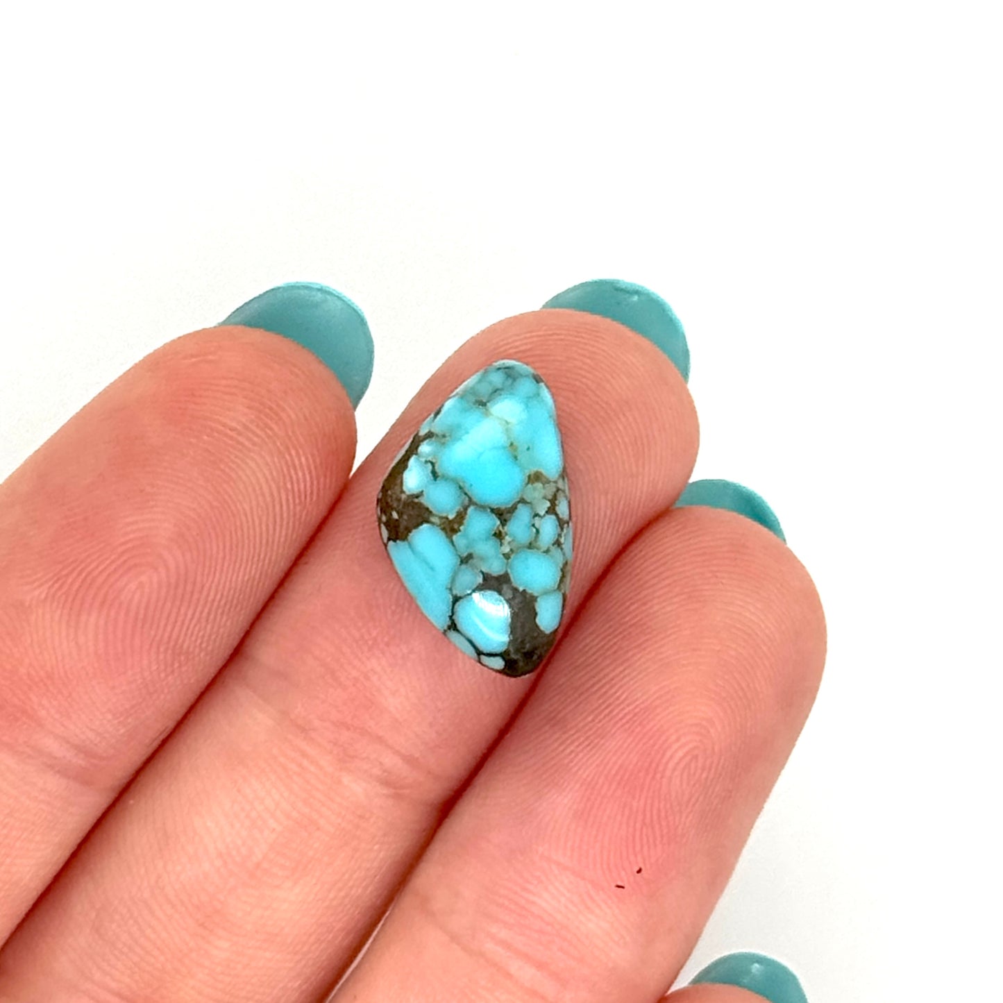 Nevada Turquoise Stone with Brown Matrix - Unique Shape - 16MM Cabochon