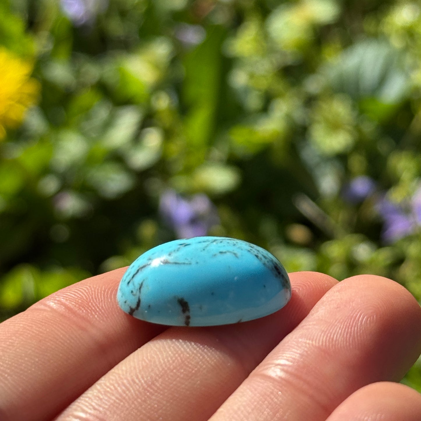 Kingman Turquoise Stone with Black Matrix - 3.17g Oval Cabochon