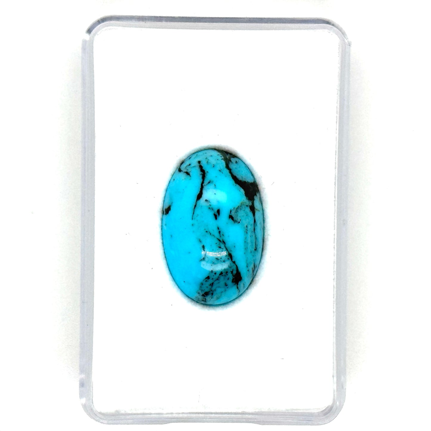 Kingman Turquoise Stone with Black Matrix - 3.17g Oval Cabochon
