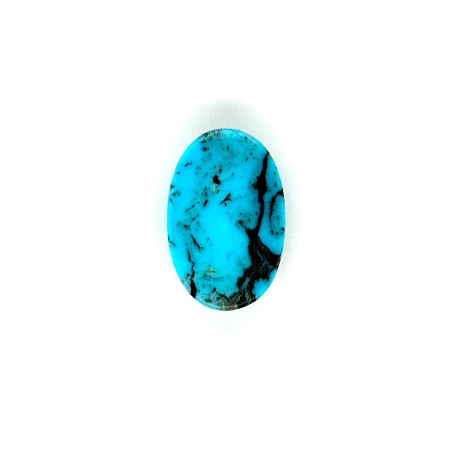 Kingman Turquoise Stone with Black Matrix - 3.17g Oval Cabochon