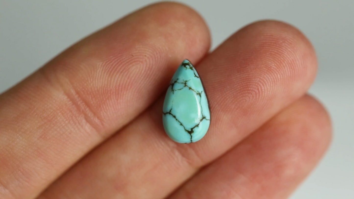 Nevada Turquoise Stone with Black Matrix - 2.74ct Pear Cabochon