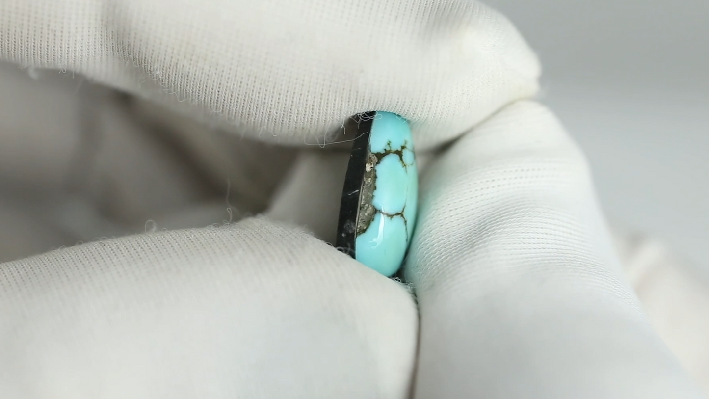 Nevada Turquoise Stone with Black Matrix - 2.74ct Pear Cabochon