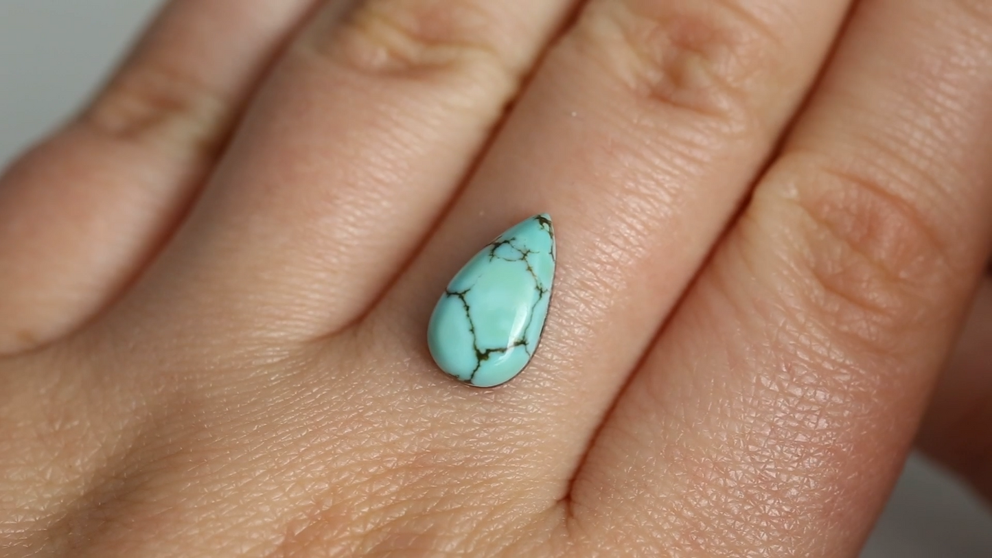 Nevada Turquoise Stone with Black Matrix - 2.74ct Pear Cabochon