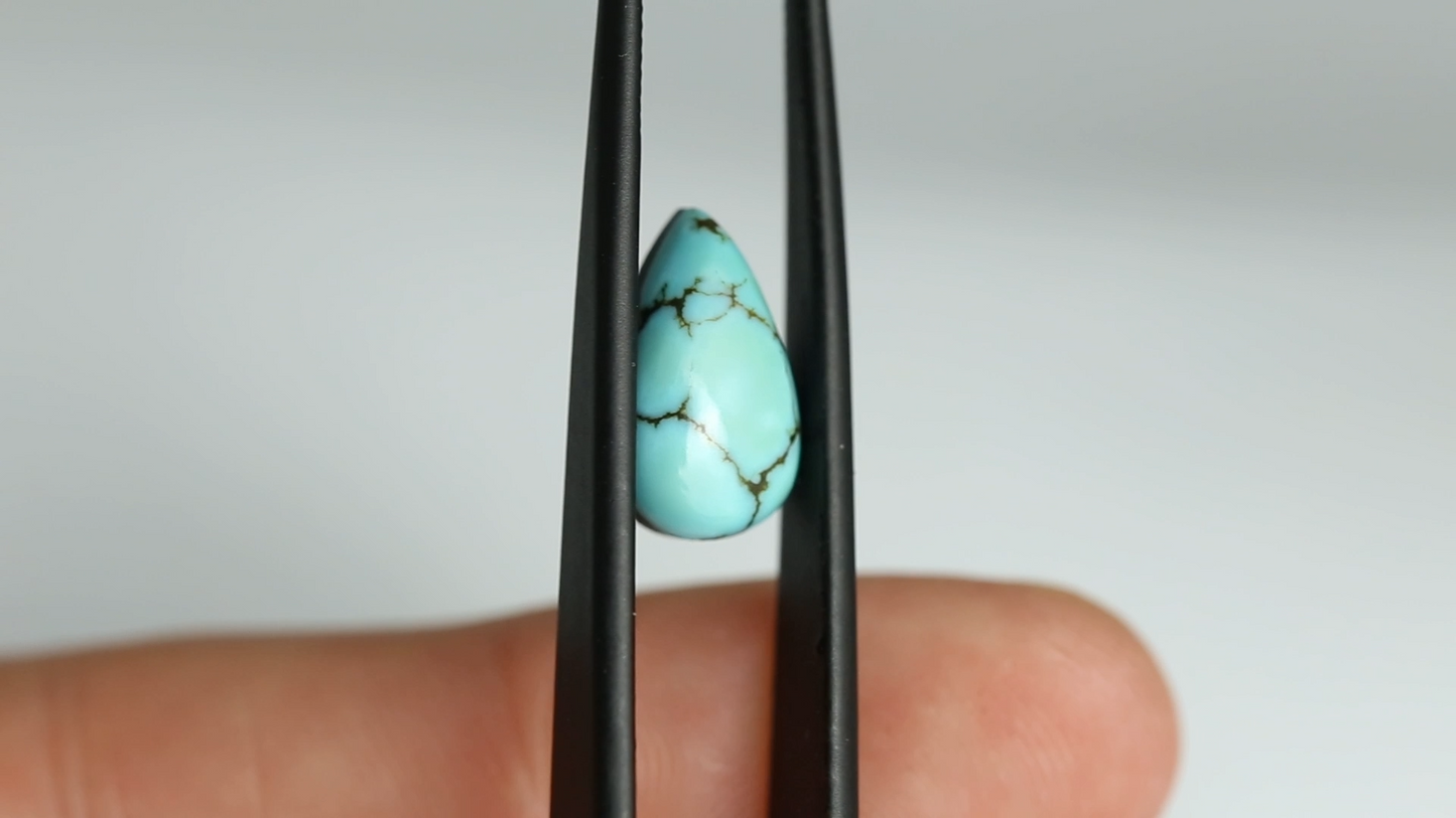 Nevada Turquoise Stone with Black Matrix - 2.74ct Pear Cabochon