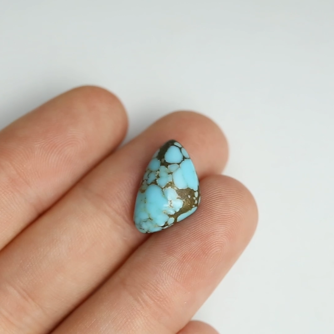 Nevada Turquoise Stone with Brown Matrix - Unique Shape - 16MM Cabochon