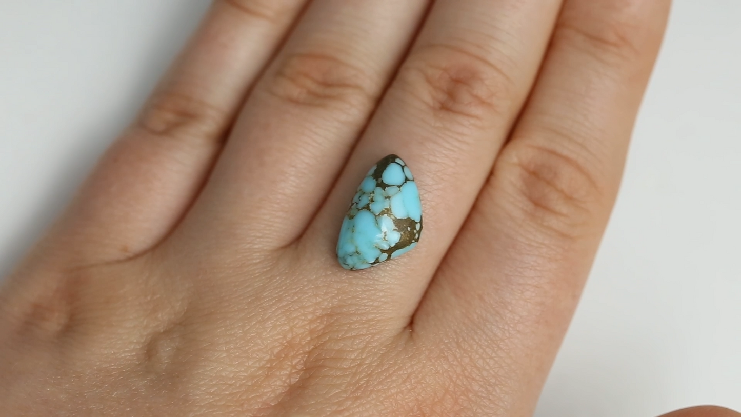 Nevada Turquoise Stone with Brown Matrix - Unique Shape - 16MM Cabochon