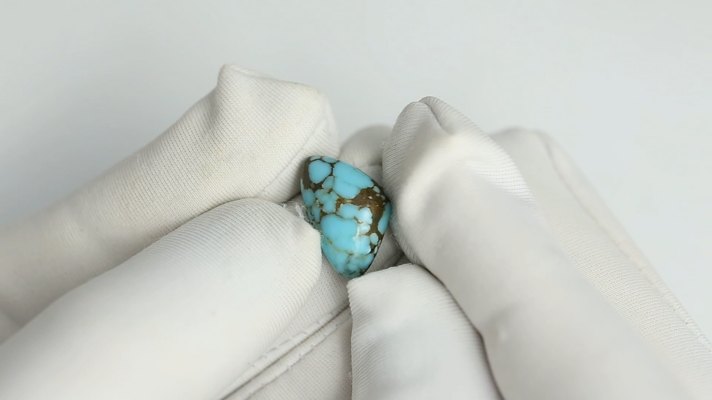 Nevada Turquoise Stone with Brown Matrix - Unique Shape - 16MM Cabochon