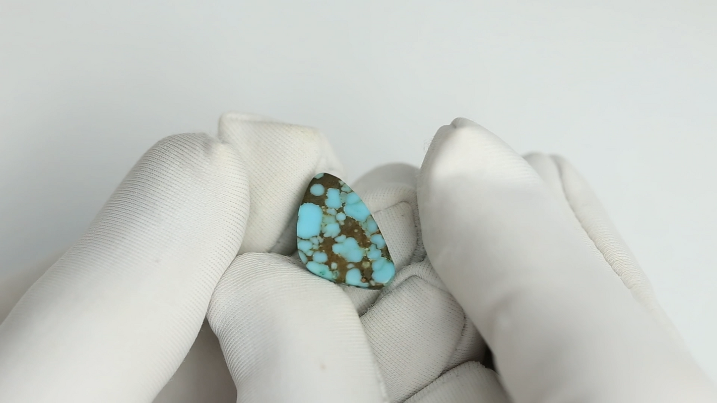 Nevada Turquoise Stone with Brown Matrix - Unique Shape - 16MM Cabochon