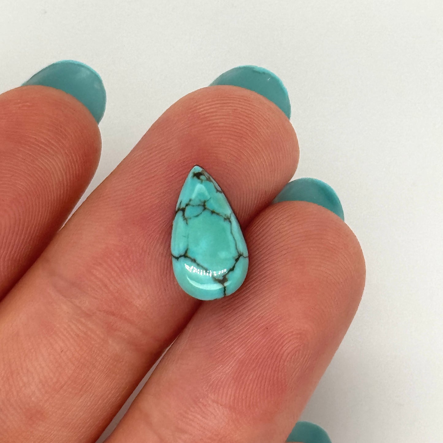 Nevada Turquoise Stone with Black Matrix - 2.74ct Pear Cabochon
