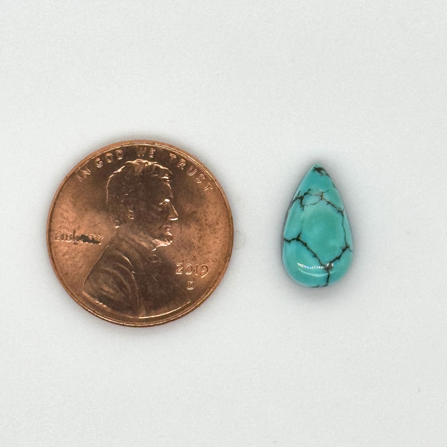 Nevada Turquoise Stone with Black Matrix - 2.74ct Pear Cabochon