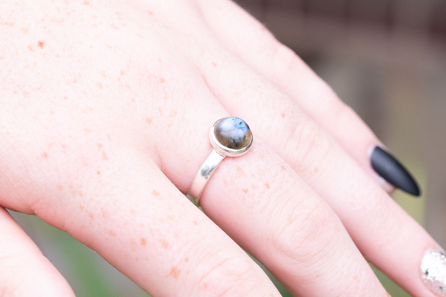 Labradorite Bezel Solitaire Ring in Sterling Silver