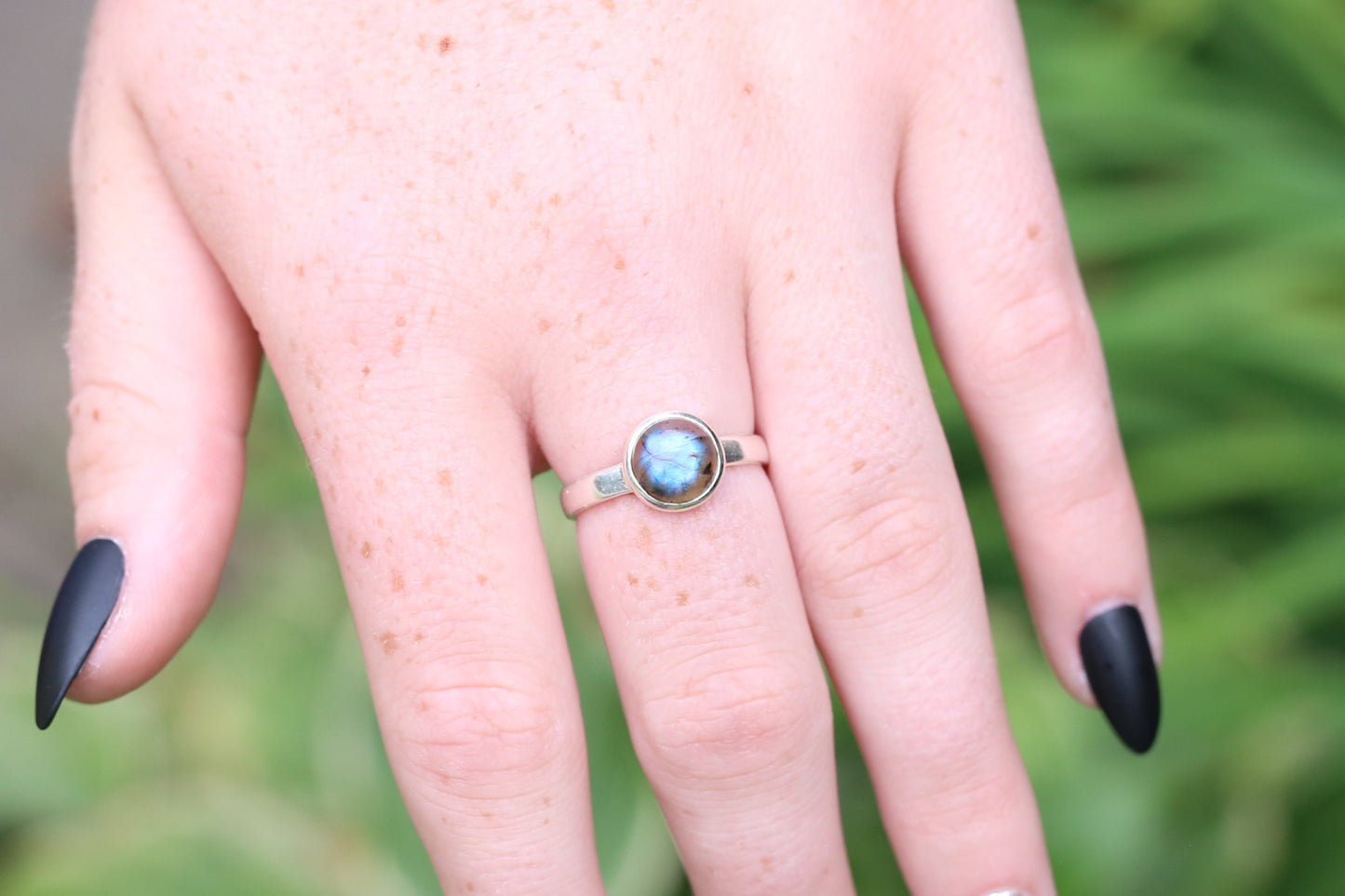 Labradorite Bezel Solitaire Ring in Sterling Silver