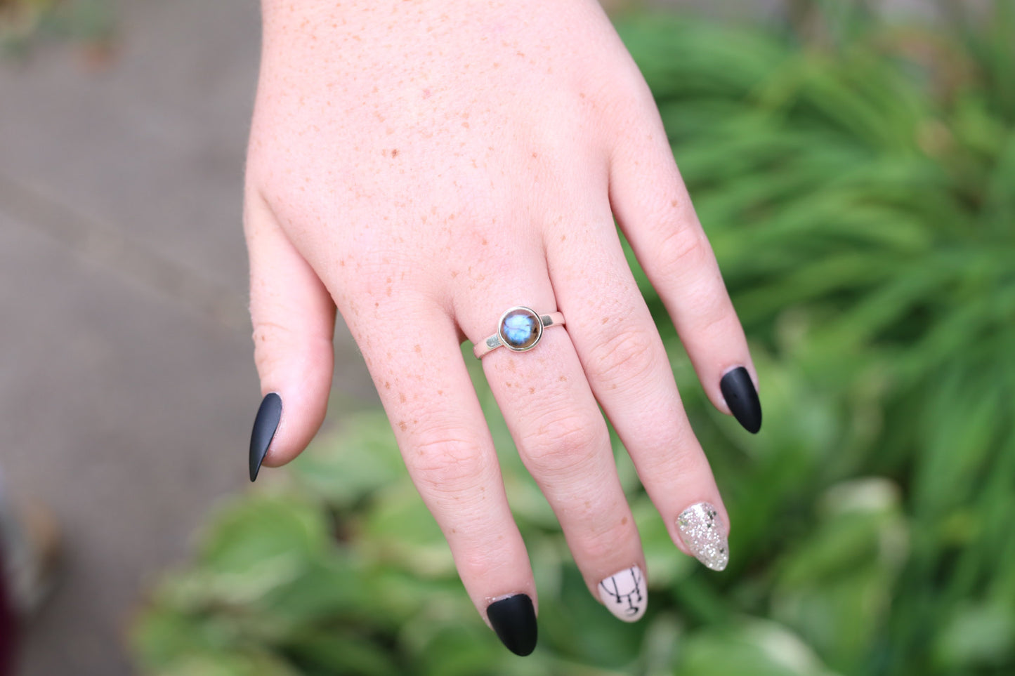 Labradorite Bezel Solitaire Ring in Sterling Silver