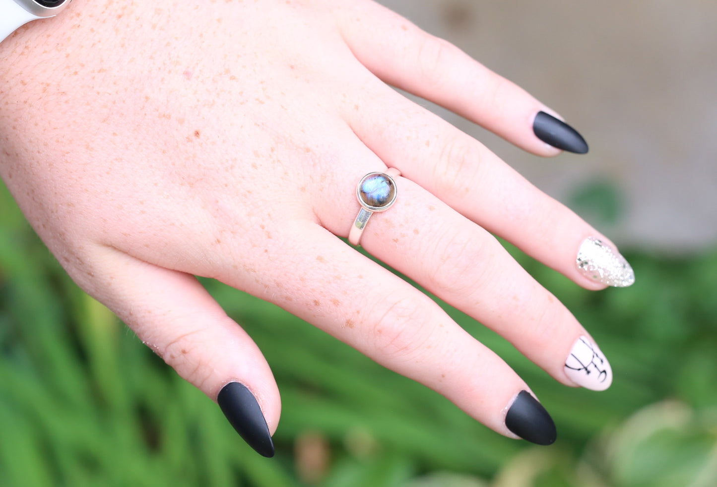 Labradorite Bezel Solitaire Ring in Sterling Silver