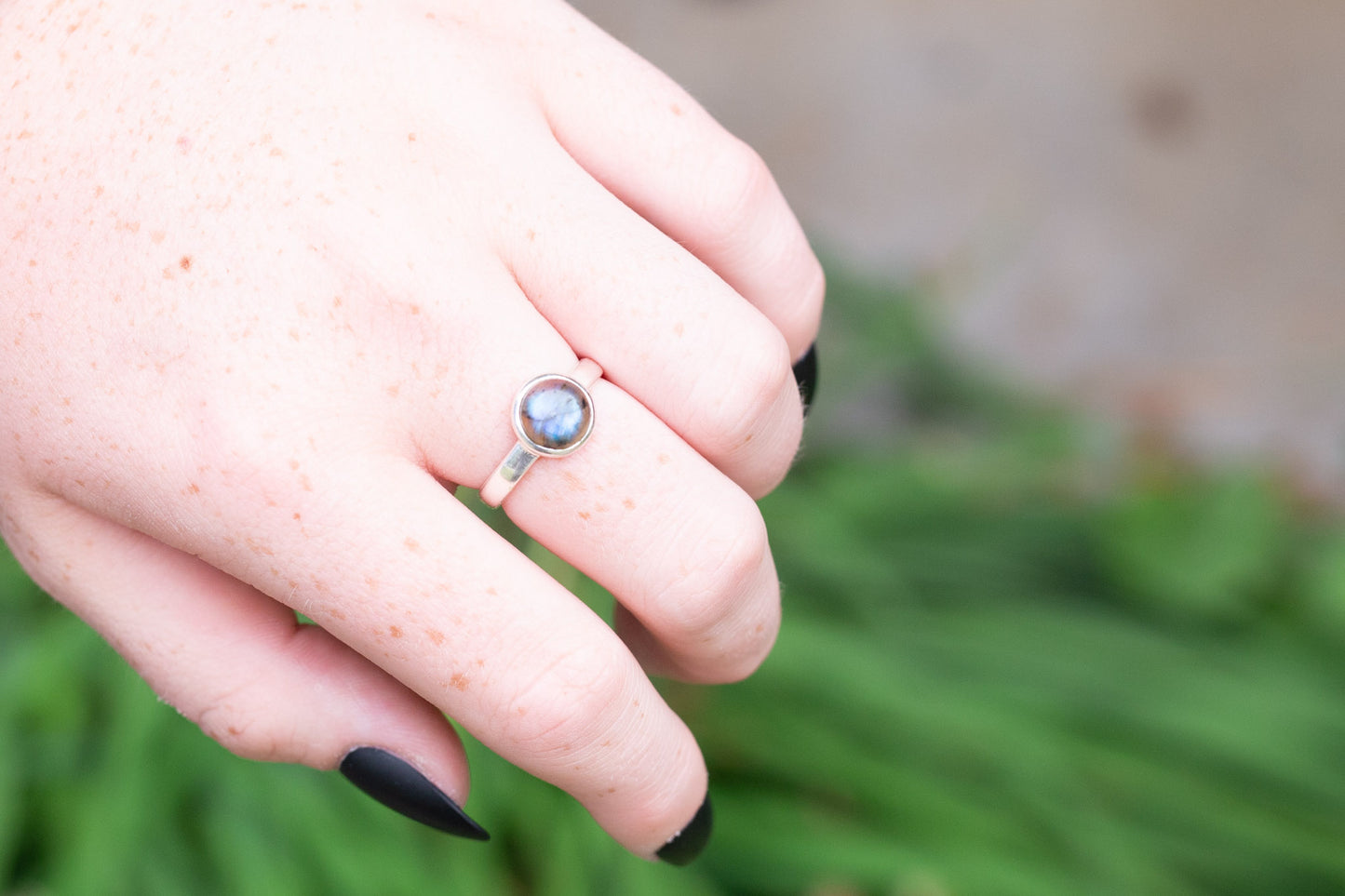Labradorite Bezel Solitaire Ring in Sterling Silver