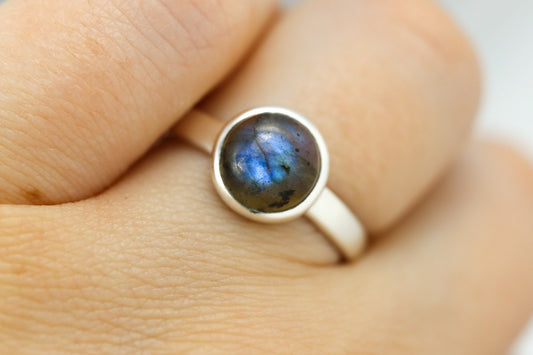 Labradorite Bezel Solitaire Ring in Sterling Silver