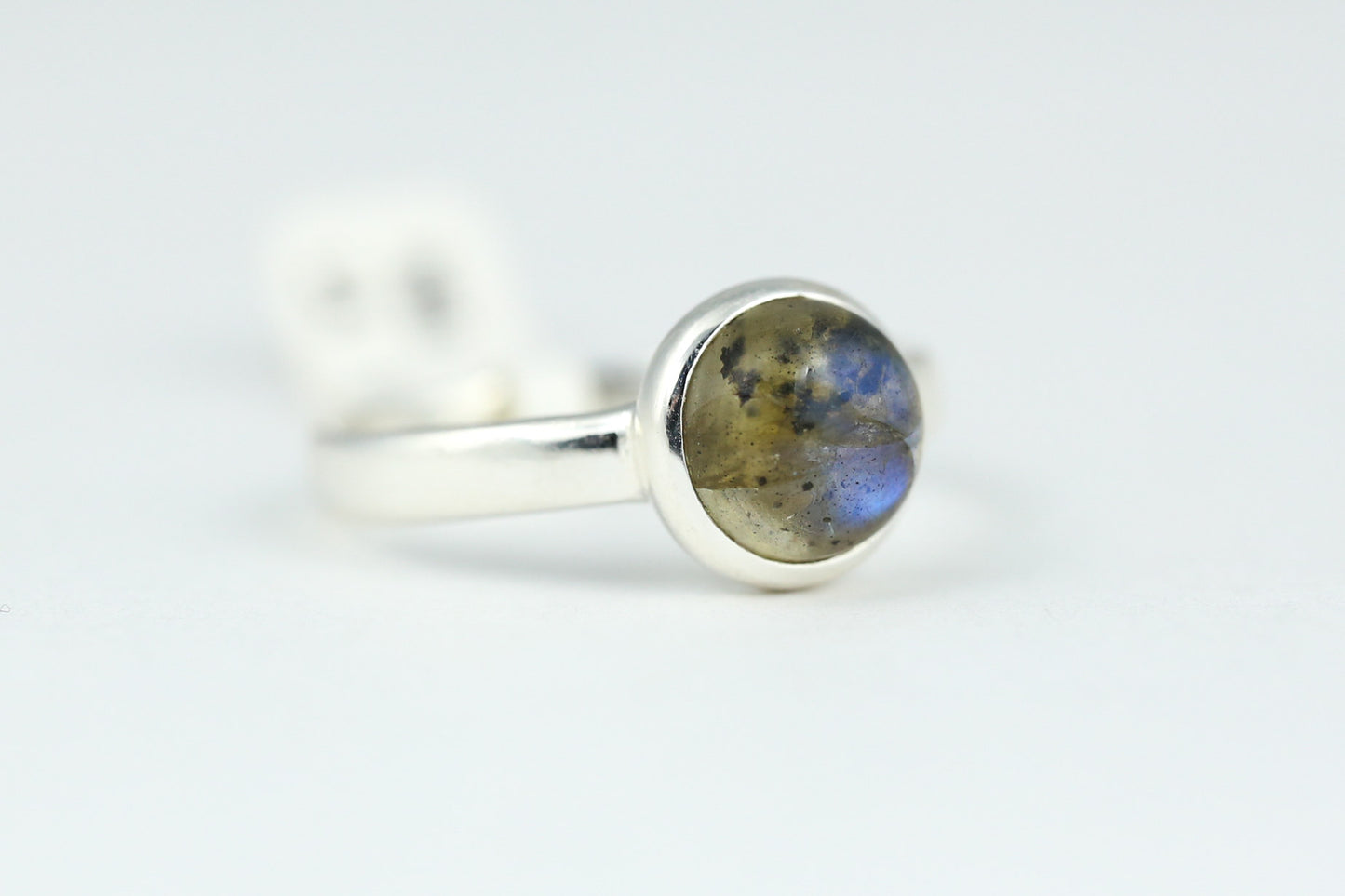 Labradorite Bezel Solitaire Ring in Sterling Silver