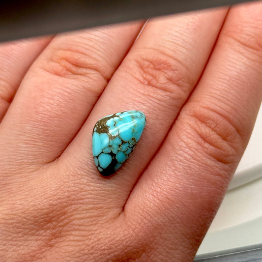 Nevada Turquoise Stone with Brown Matrix - Unique Shape - 11.5MM Cabochon