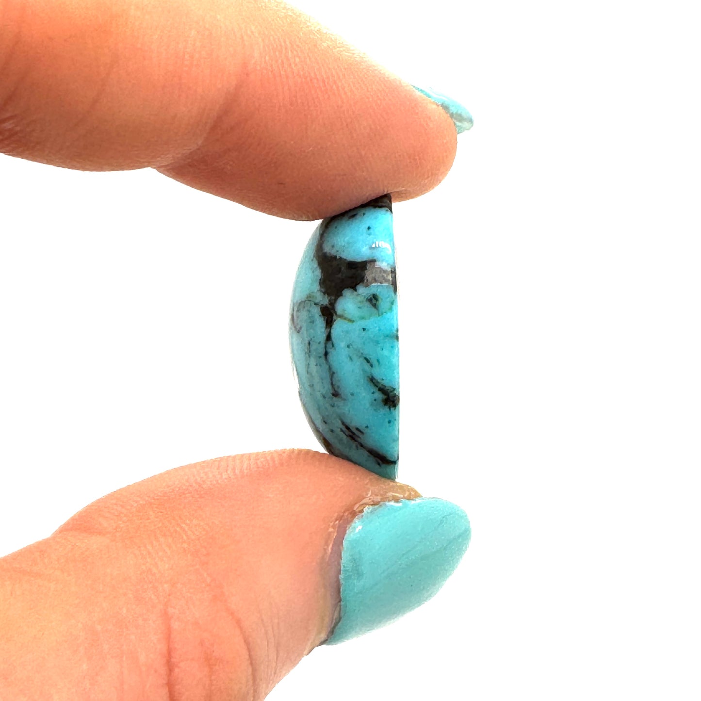 Kingman Turquoise Stone with Black Matrix - 3.17g Oval Cabochon